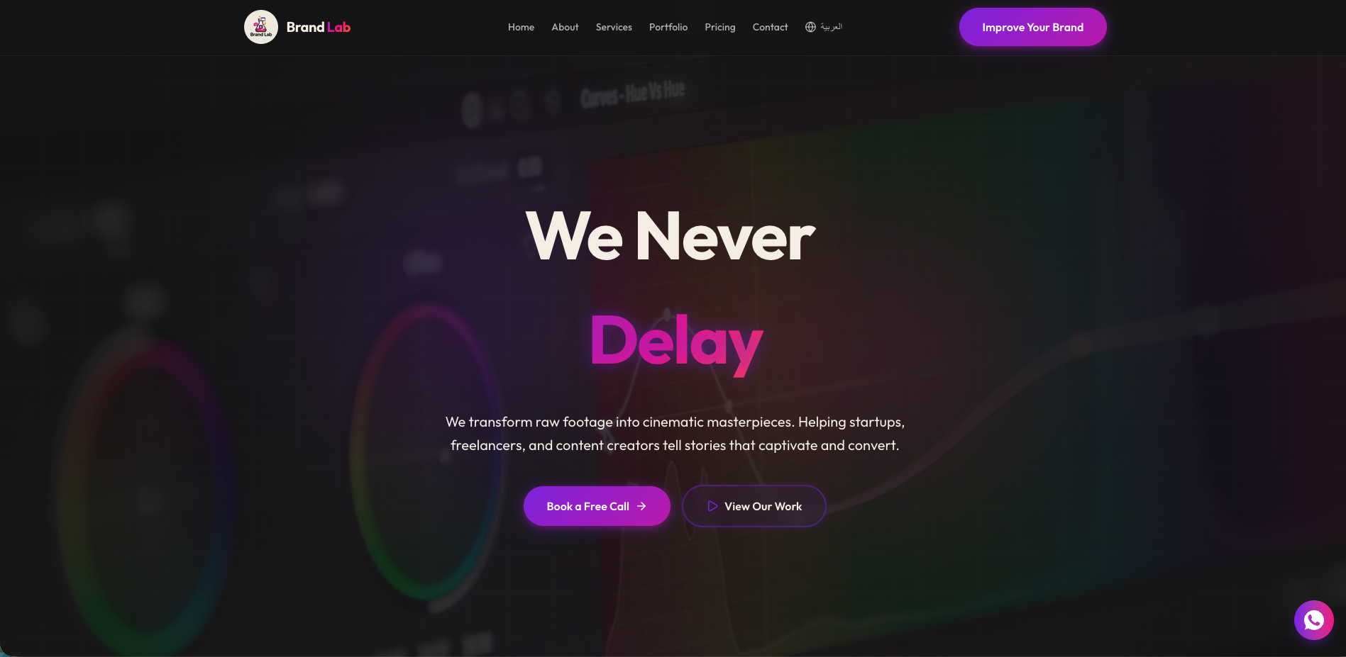 Brandlab website screenshot: A bilingual website for a video production agency that transforms raw footage in