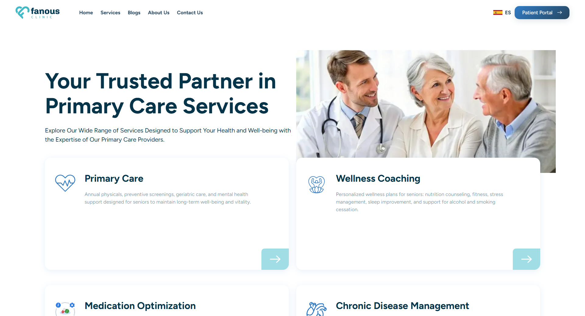 Fanous Clinic website, full page view 1
