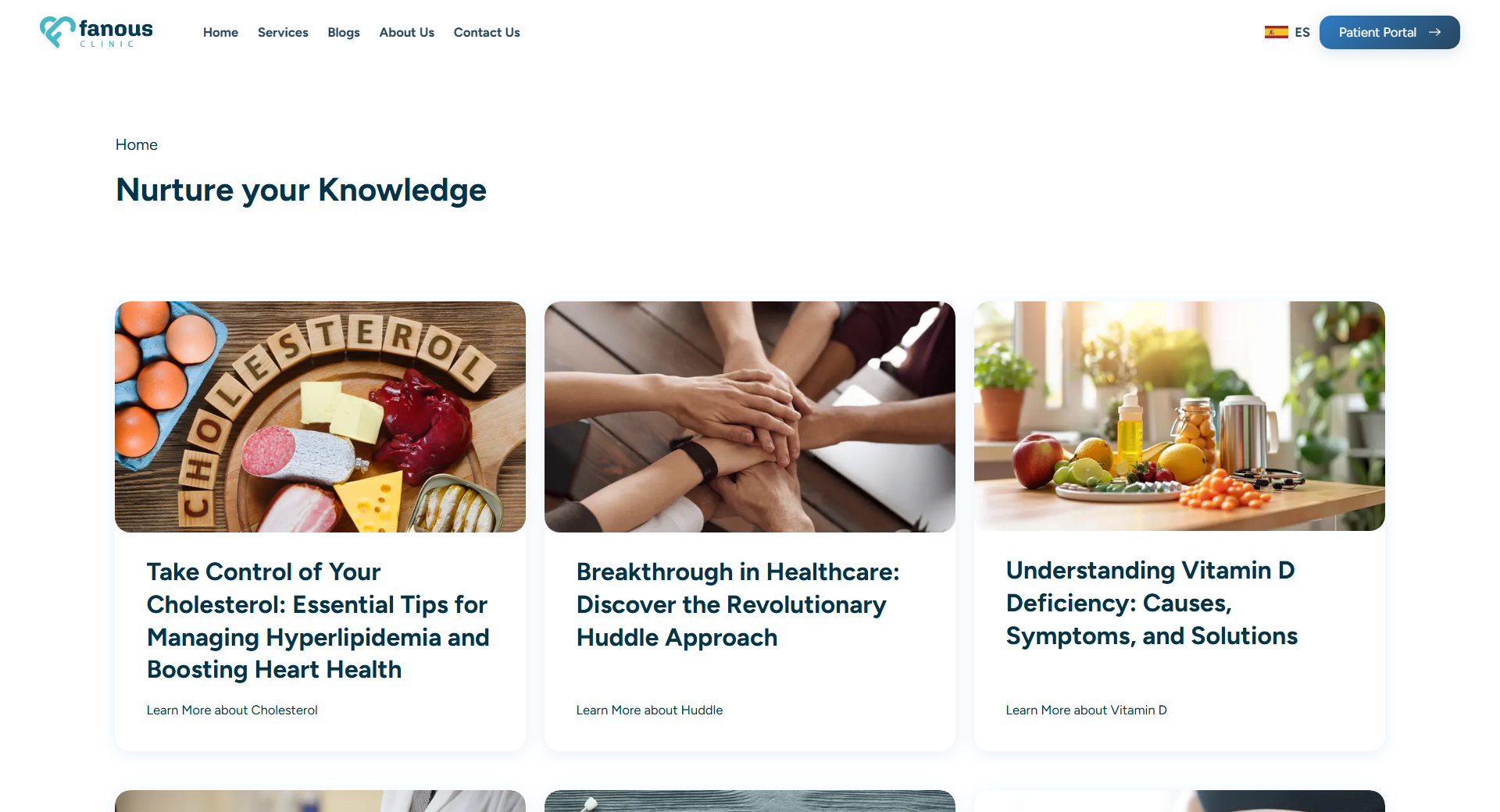 Fanous Clinic website, full page view 2