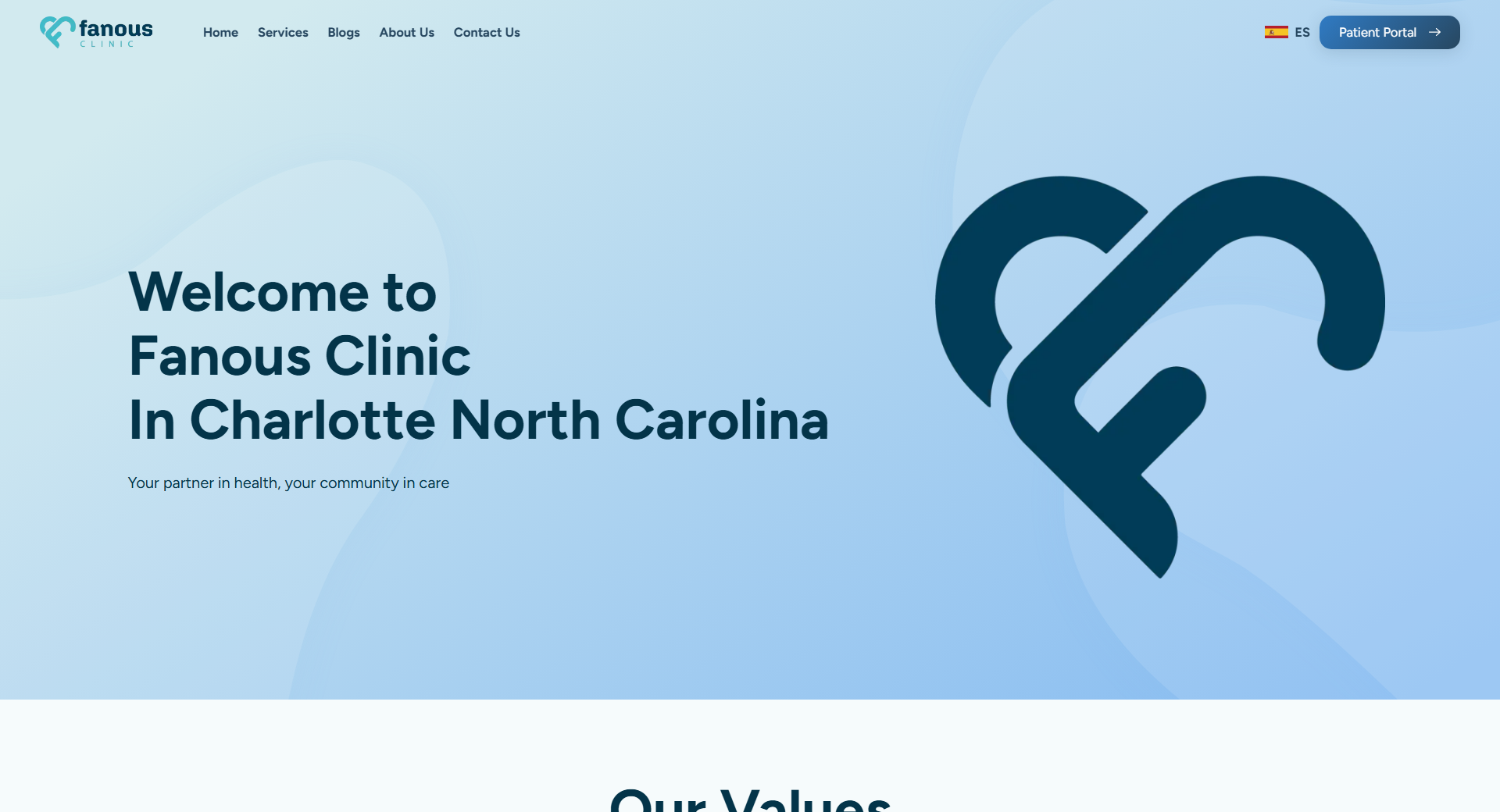 Fanous Clinic website, full page view 3