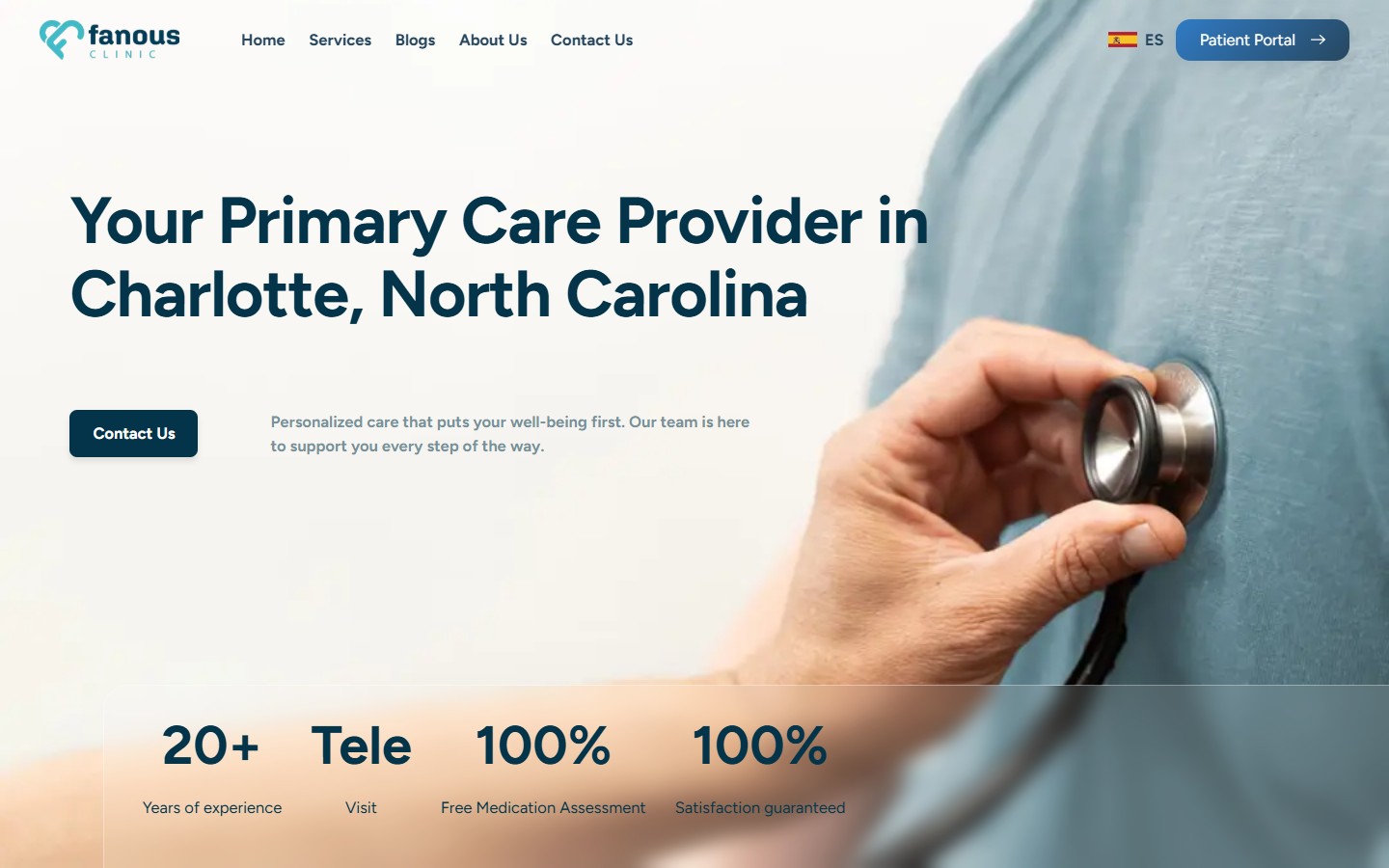 Fanous Clinic website screenshot: A patient-first clinic website with local SEO that moved them from invisible to 