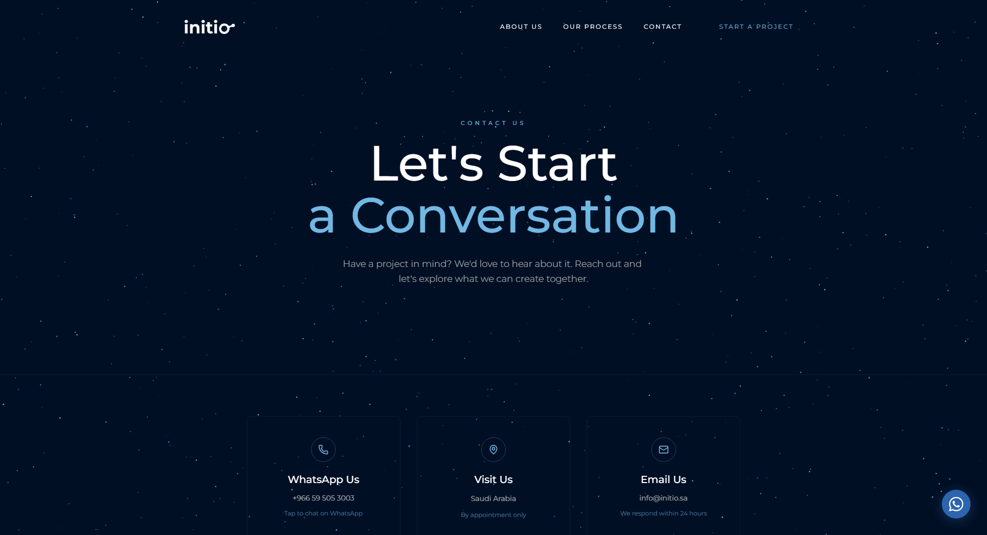 Initio website, full page view 2