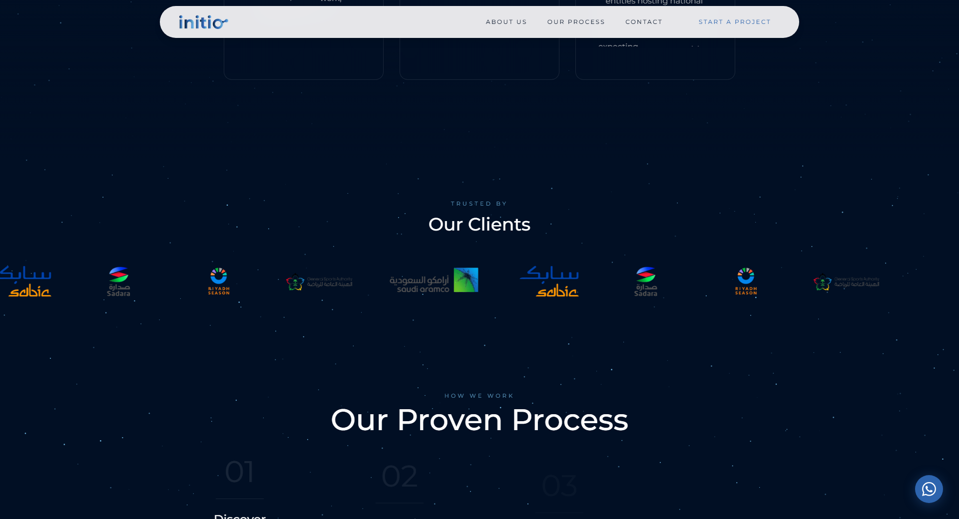 Initio website, full page view 3