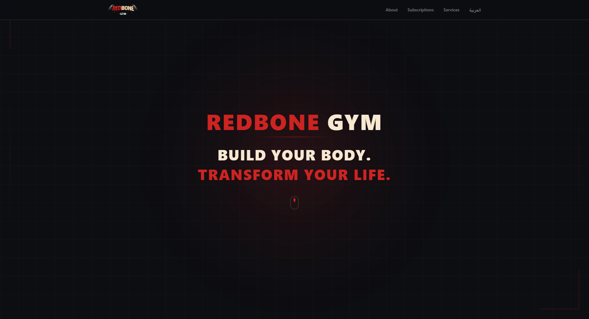 RedBone Gym website design, screenshot 1